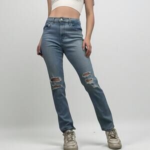 Levi's 724 High Rise Straight Leg Distressed Jeans